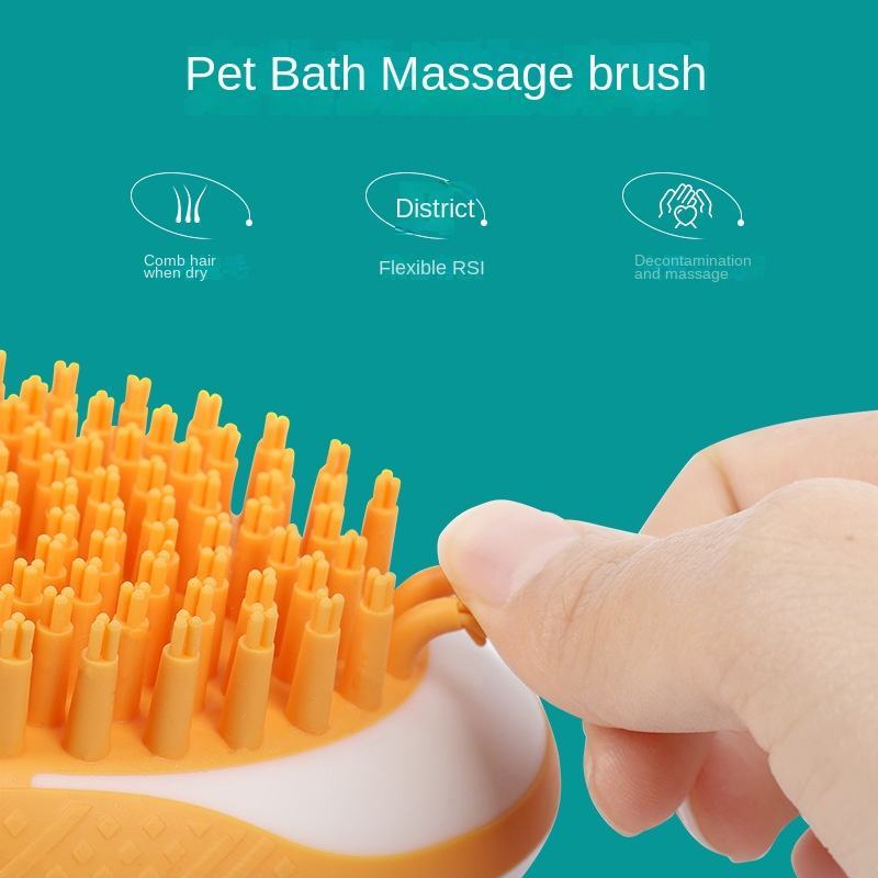 Pet Grooming Bath Brush for Dogs & Cats – 2-in-1 Soft Silicone Massage Comb, Shower Scrubber & Hair Cleaning Tool