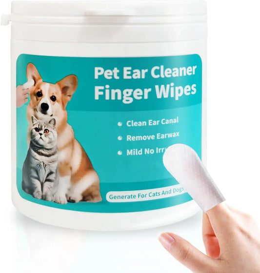 Dog & Cat Ear Wipes – Gentle Finger Cleaning Pads for Easy Otic Care, Wax Removal & Soothing Odor Control